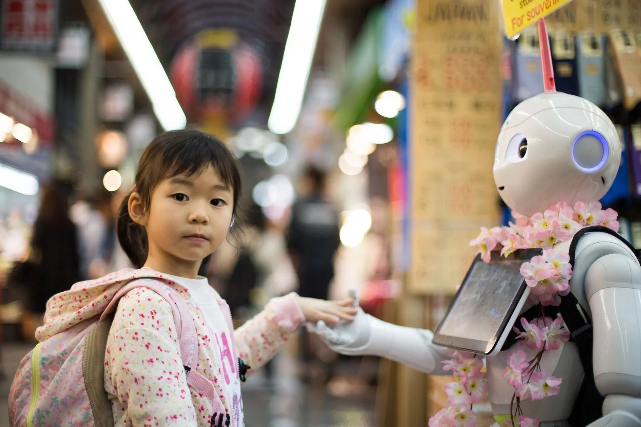 little girl with robot