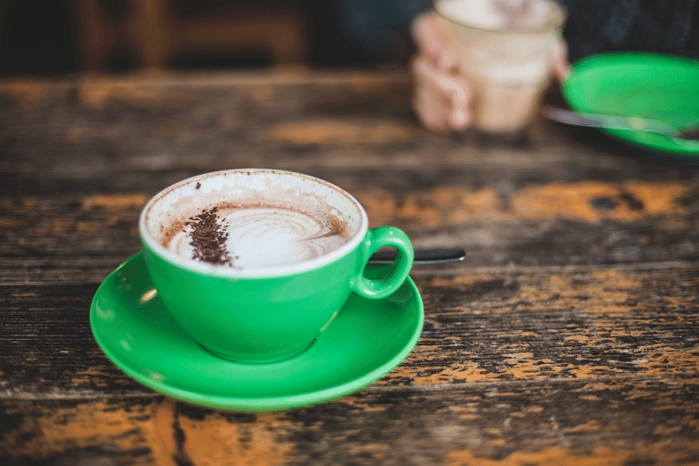 green coffee mug