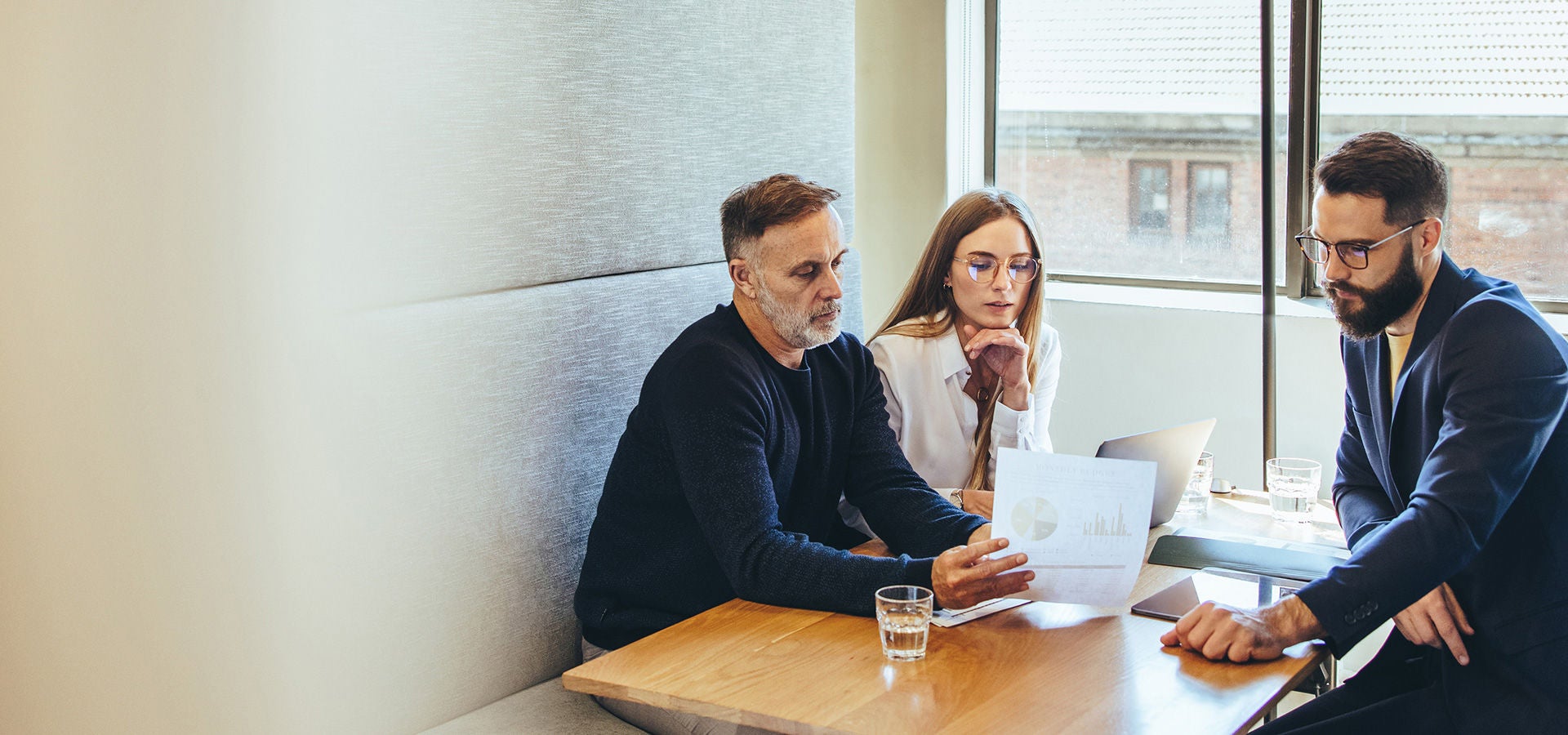 Office Business people looking at a report